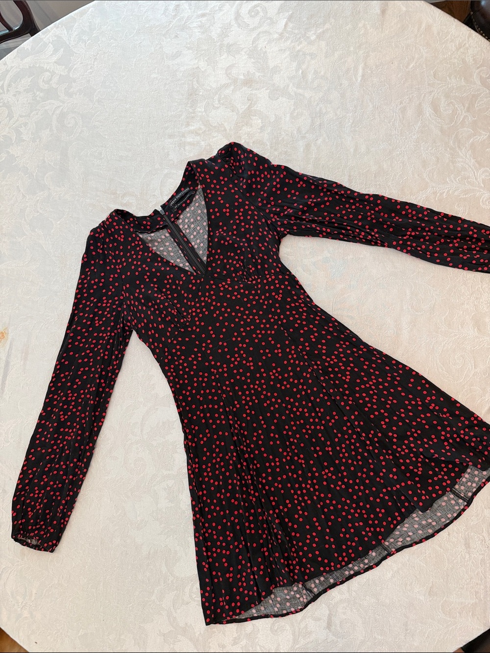 Urban Outfitters Black Dress with Red Polka Dots — Long Sleeve Fit & Flare